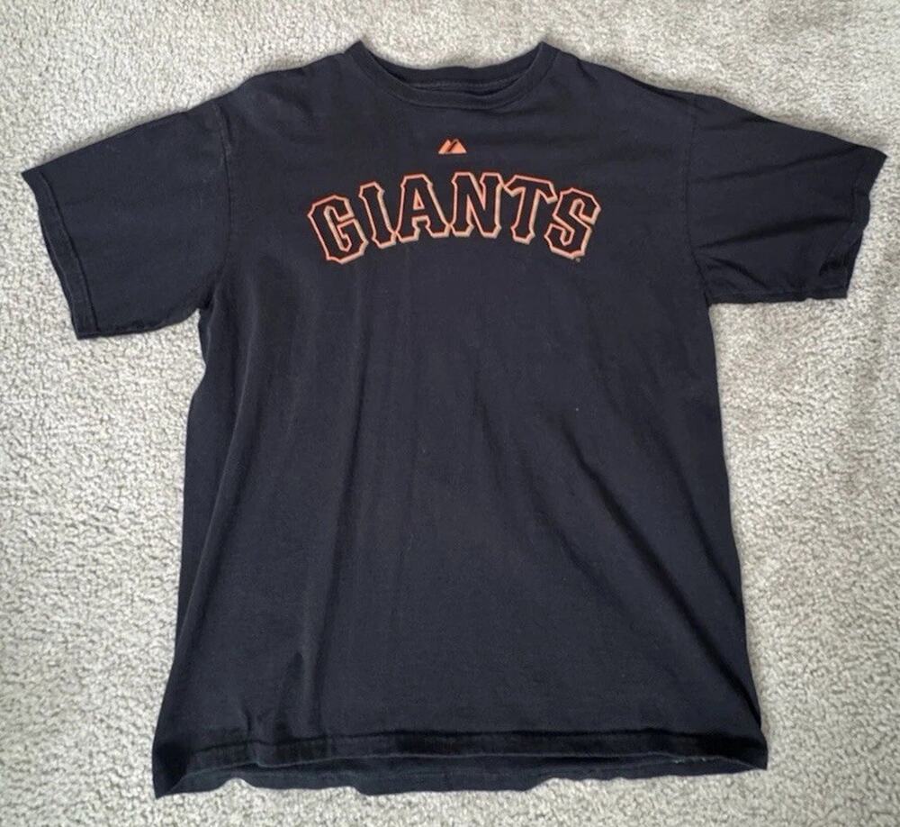 Majestic SF Giants Mens L Black T Shirt MLB Baseball San Francisco Cotton